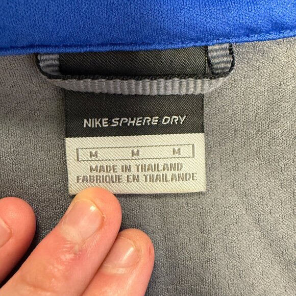 Nike Sphere Dry Blue & Gray 1/4 Zip Pullover Size M Athletic Mens Golf Swoosh - Picture 6 of 13